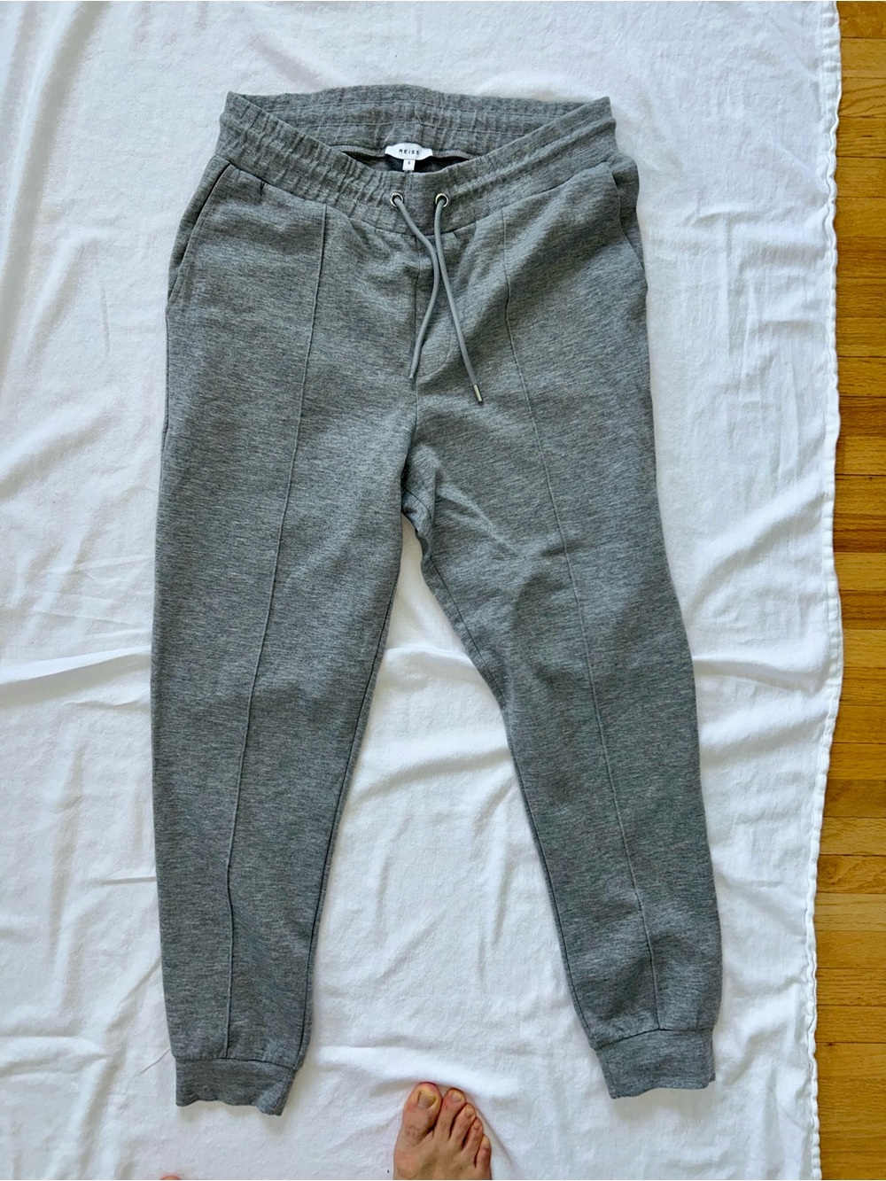 Reiss Light Heather Gray Drawstring Joggers